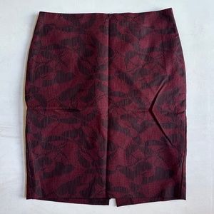 Ann Taylor Burgundy Red Floral Pencil Skirt